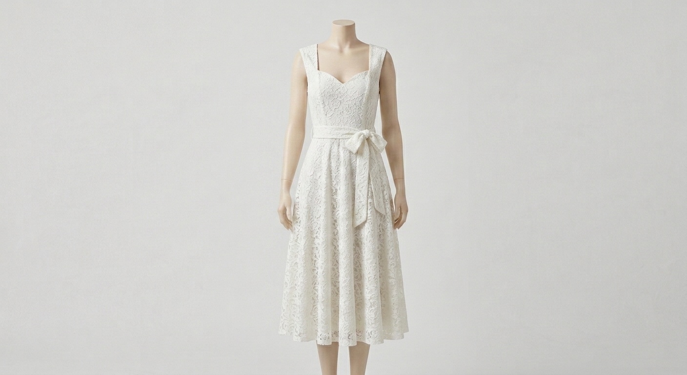 Ivory Lace Cocktail Dress - Image 2